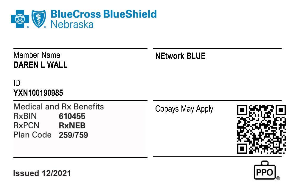 Nebraska Insurance Code insurance card front | Christian Resource Center